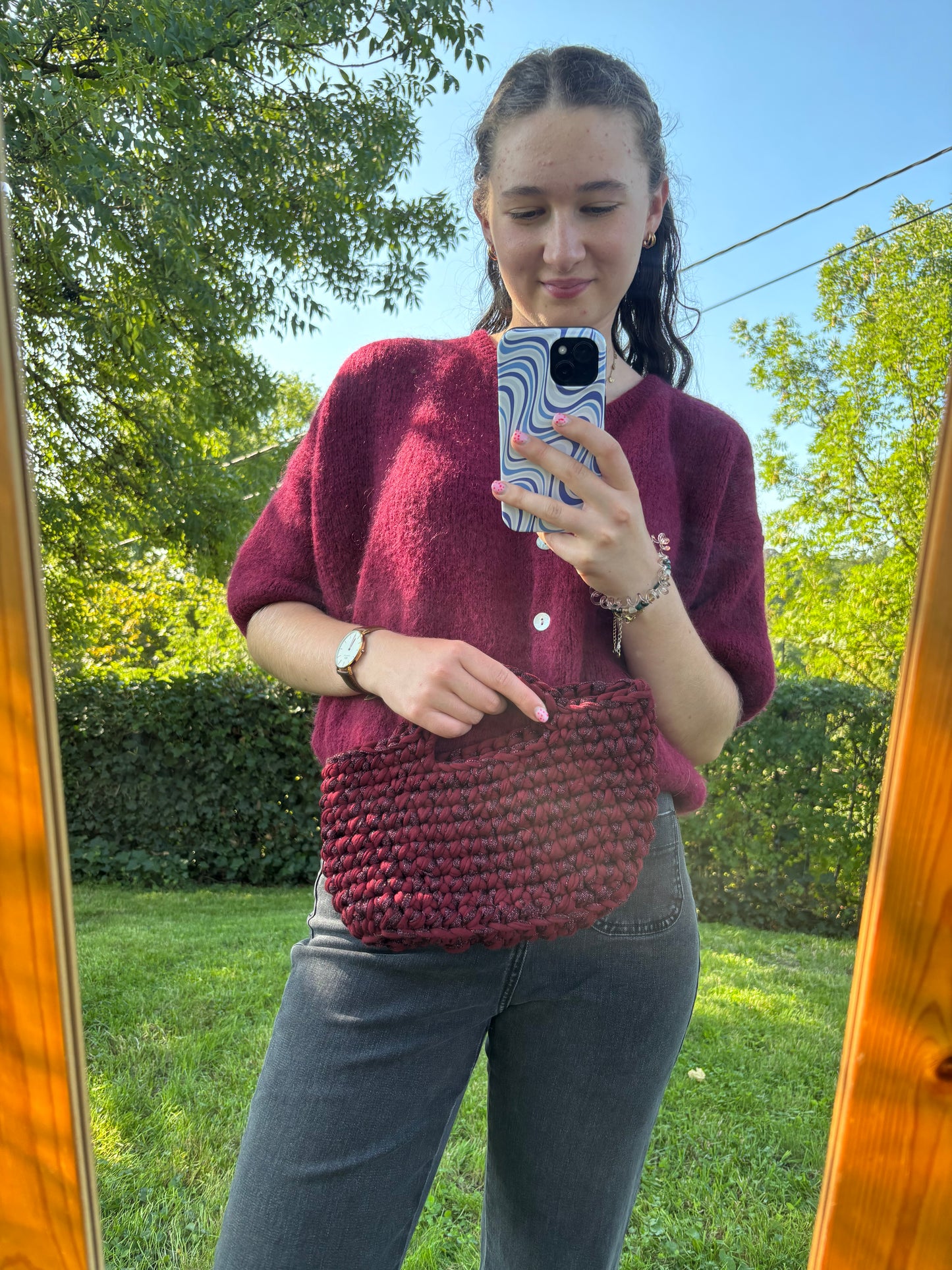 Sac crochet Iris Bordeaux