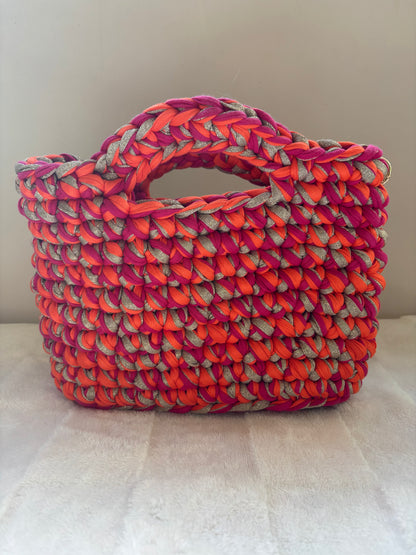 Sac crochet Iris Fuchsia, Orange et Doré