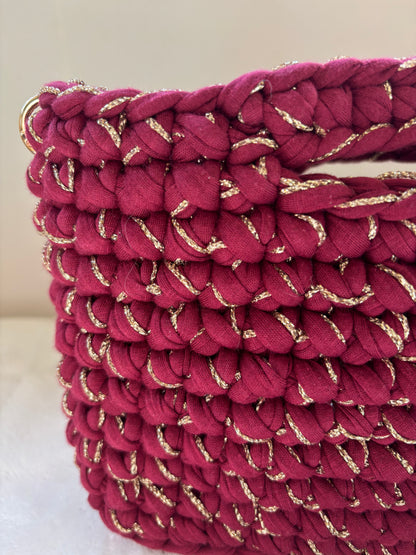 Sac crochet Iris Bordeaux fil doré