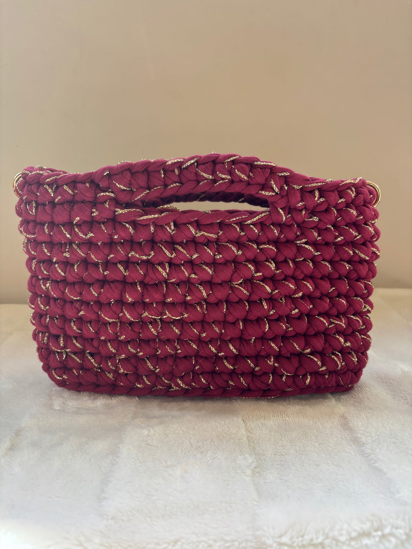 Sac crochet Iris Bordeaux fil doré