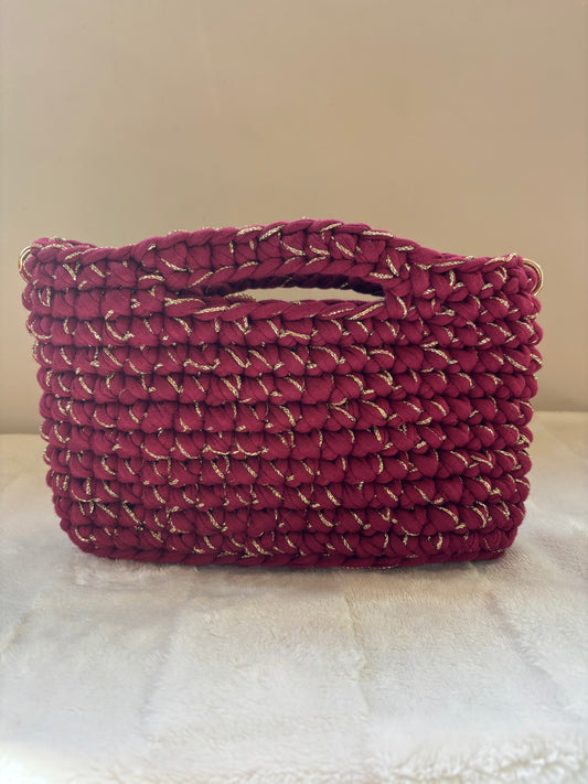 Sac crochet Iris Bordeaux fil doré