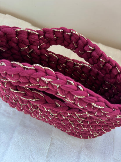 Sac crochet Iris Bordeaux fil doré
