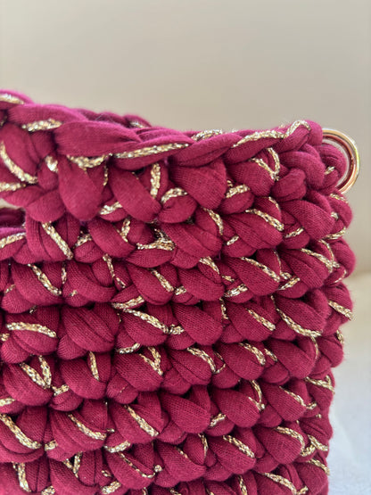 Sac crochet Iris Bordeaux fil doré