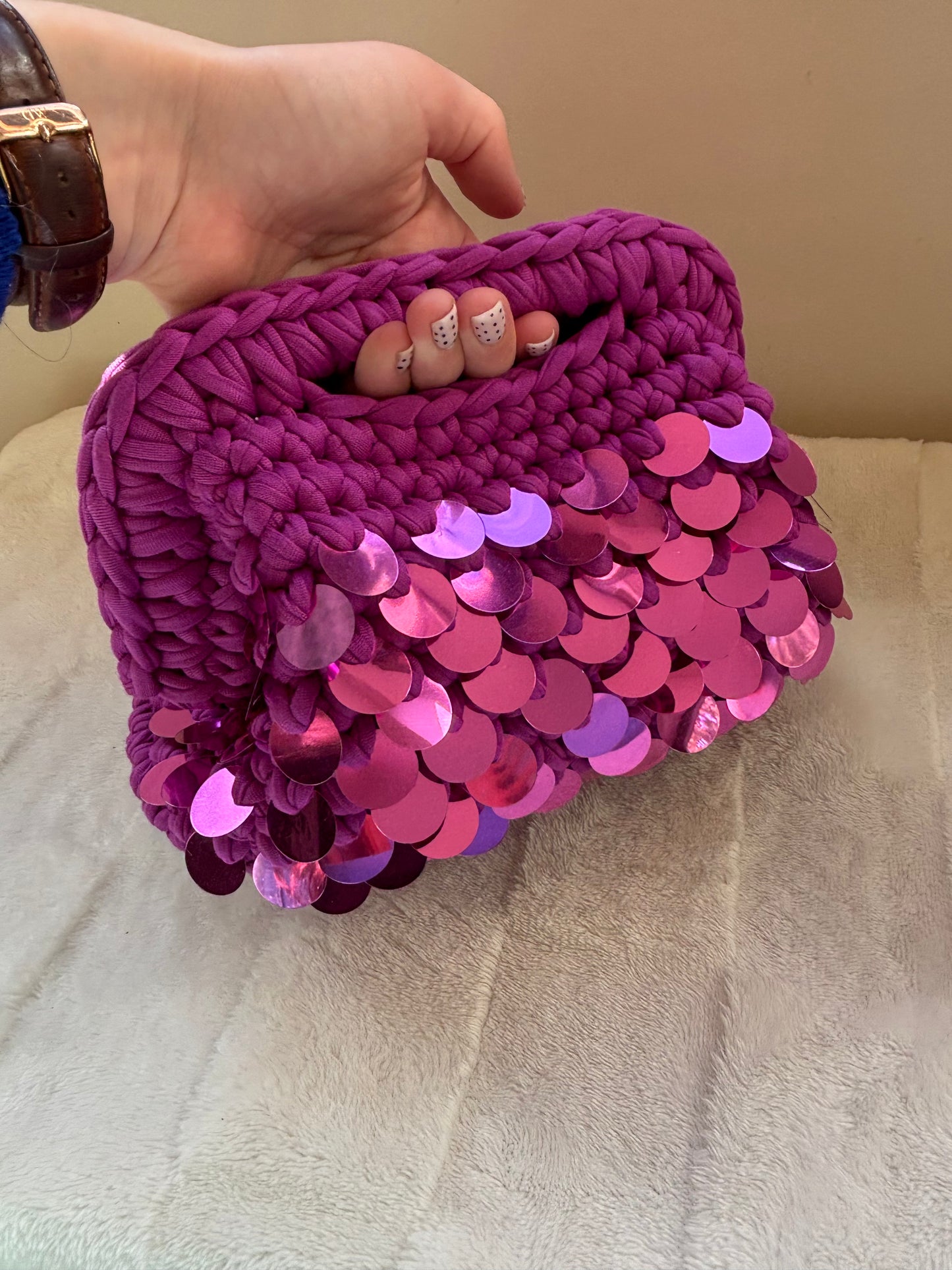 Sac Victo Rose à paillettes