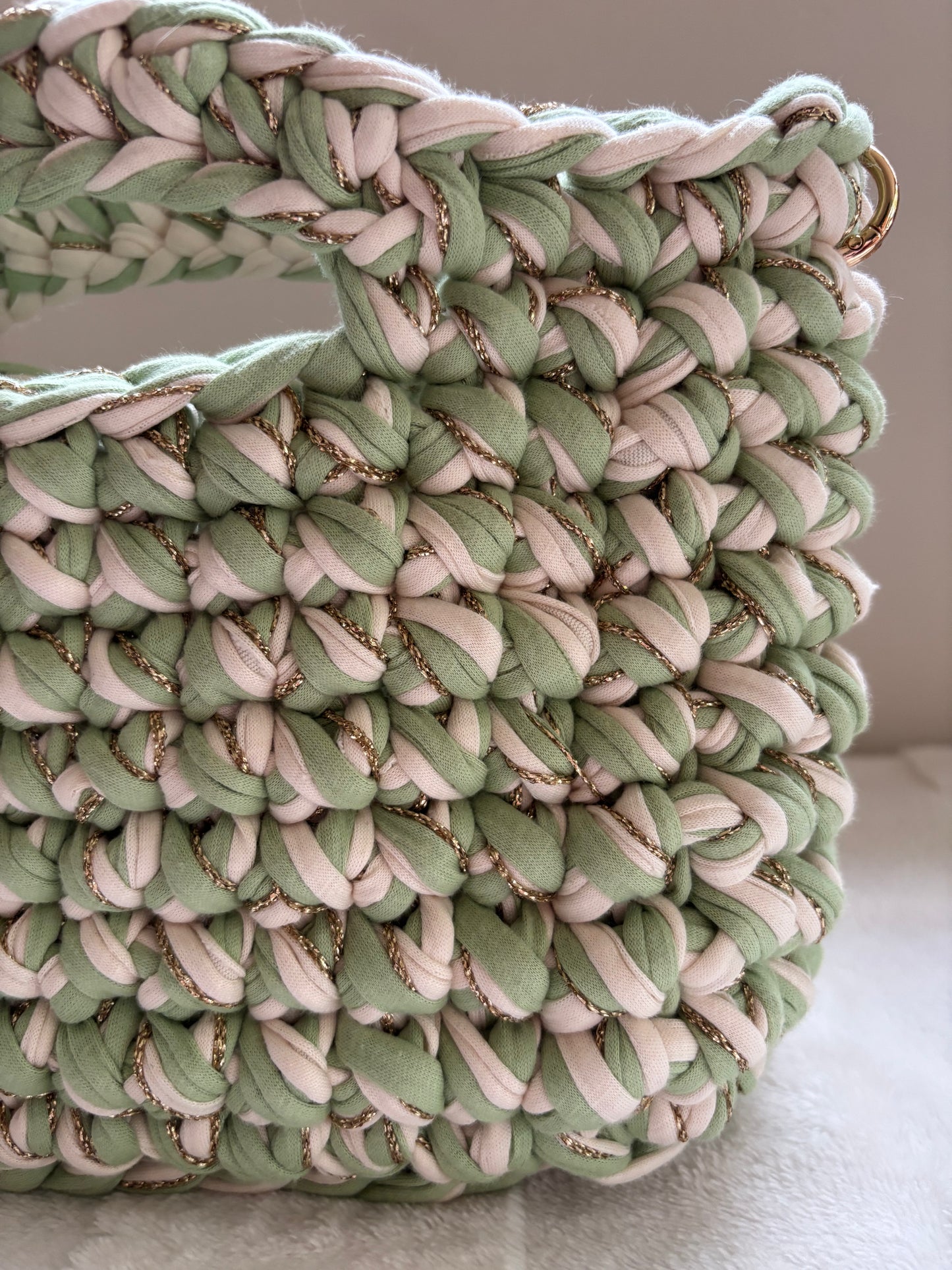 Sac crochet Iris vert et crème