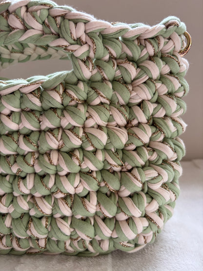 Sac crochet Iris vert et crème