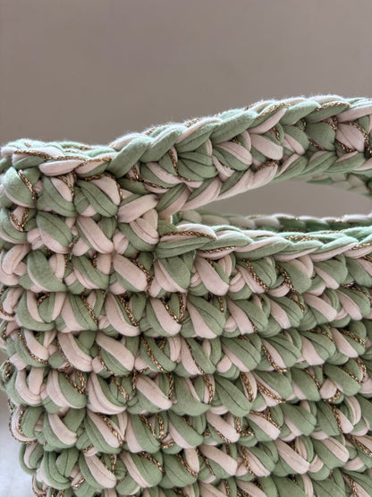 Sac crochet Iris vert et crème